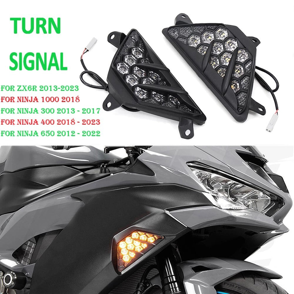 Front LED Turn Signal Light Lamp for KAWASAKI ZX6R 1000/250/300/400/650