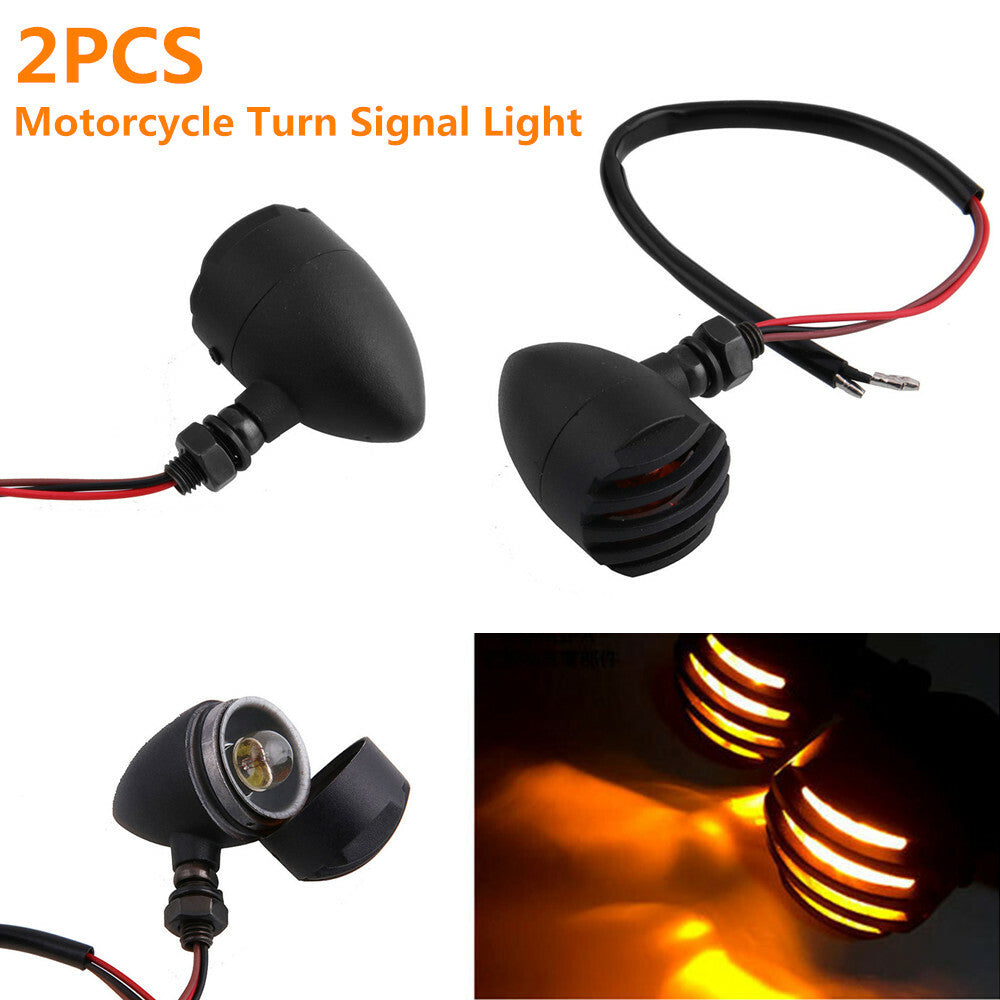 2pcs Retro-style small metal fence light for motorcycles and bicycles, turning signal, yellow, 10mm - n