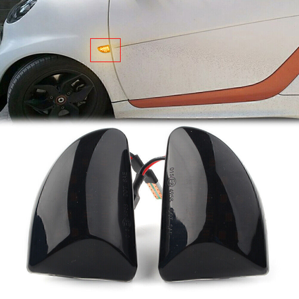 Black LED Sequential Dynamic Side Marker Light Turn Signal for Smart Fortwo W451