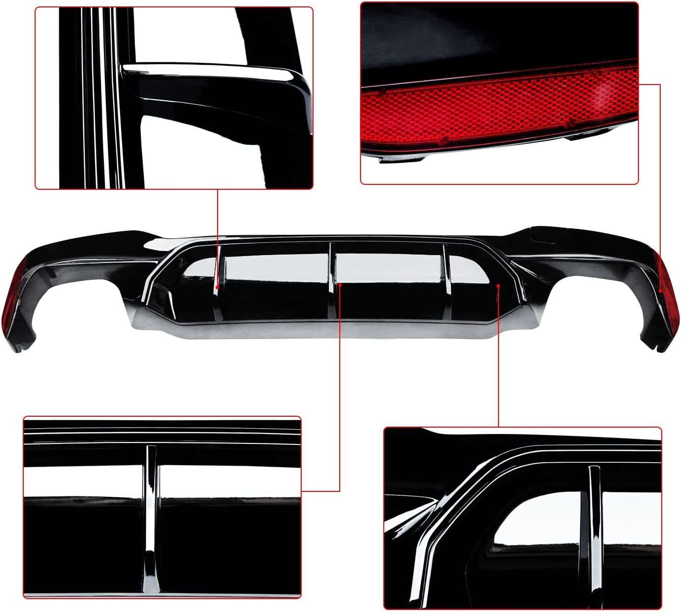 Gloss black rear diffuser bumper for BMW G30, G31, G38, 5 Series M Sport (2017-2023) Q
