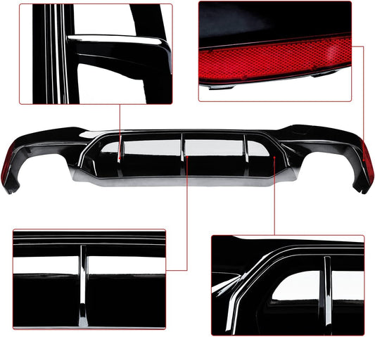 Gloss black rear diffuser bumper for BMW G30, G31, G38, 5 Series M Sport (2017-2023) Q