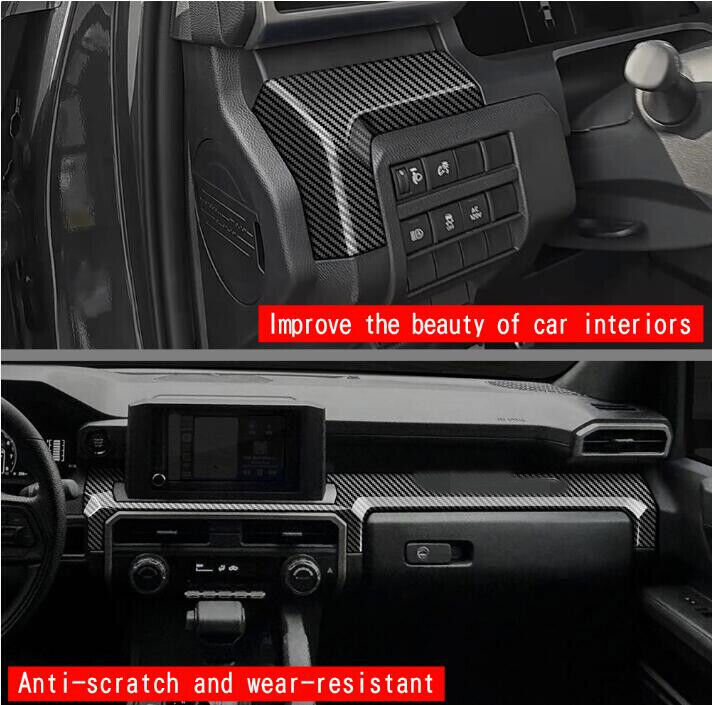 Carbon Fiber ABS Center Console Dashboard Cover Trim For Tacoma 2024 B n