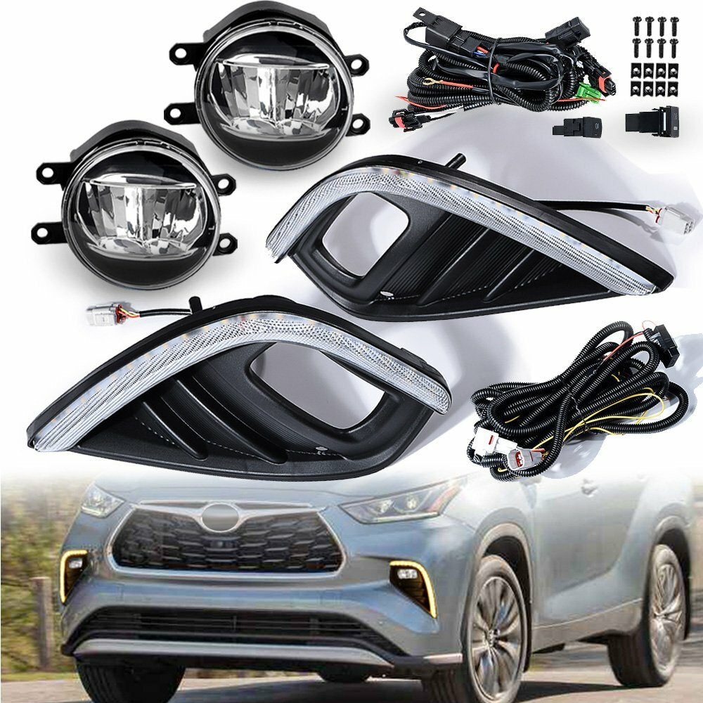 For Toyot@a Highlander 2020-2023 LED Fog Lamp Daytime Running Light Turn Signal n