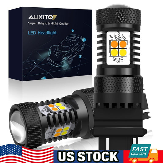 3157 3156 White Amber Dual Color Switch LED Turn Signal Bulb 4157NAK B- v