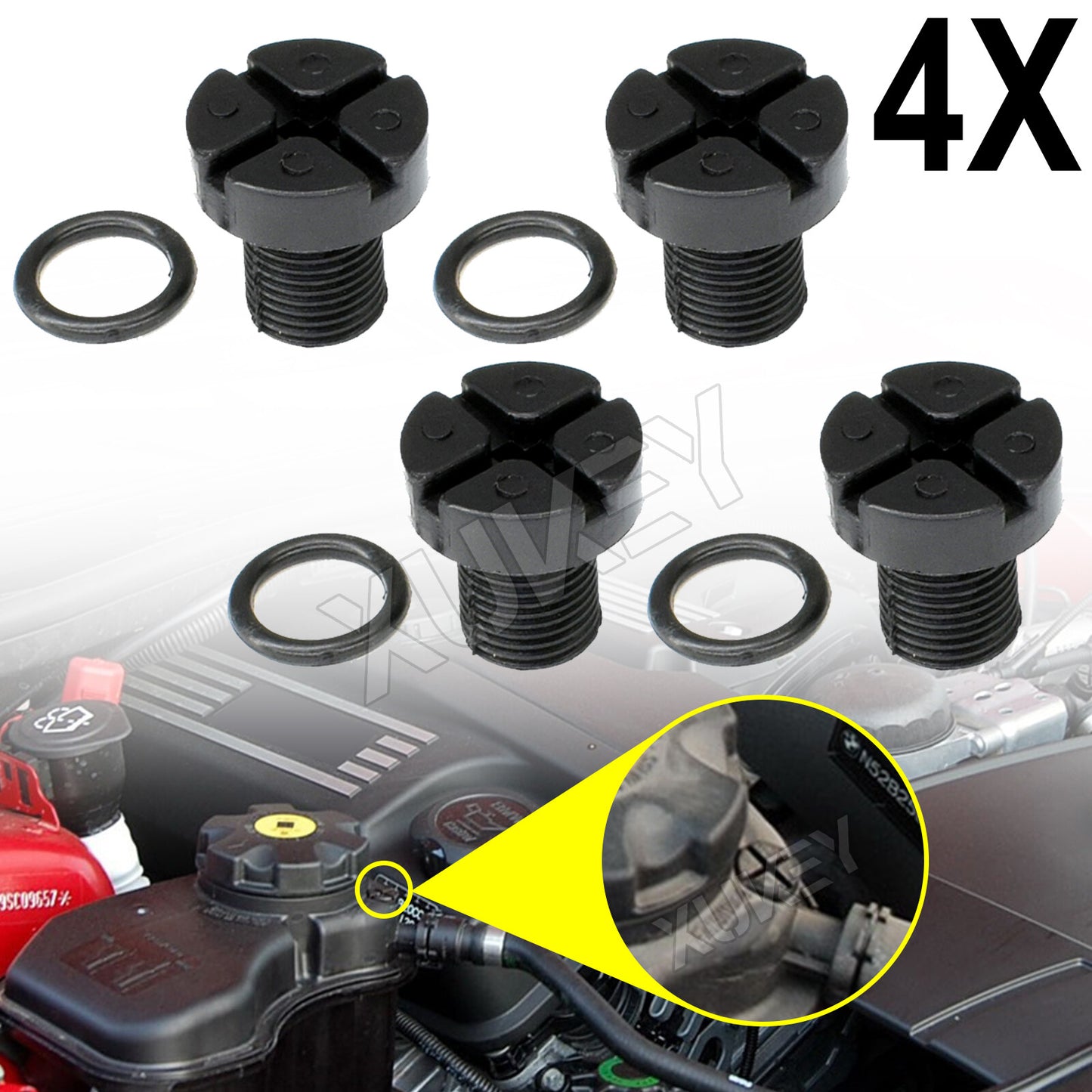 4x for BMW E36 E46 E39 E30 E38 Radiator Vent Coolant Bleeder Screw Bleed Plug Q