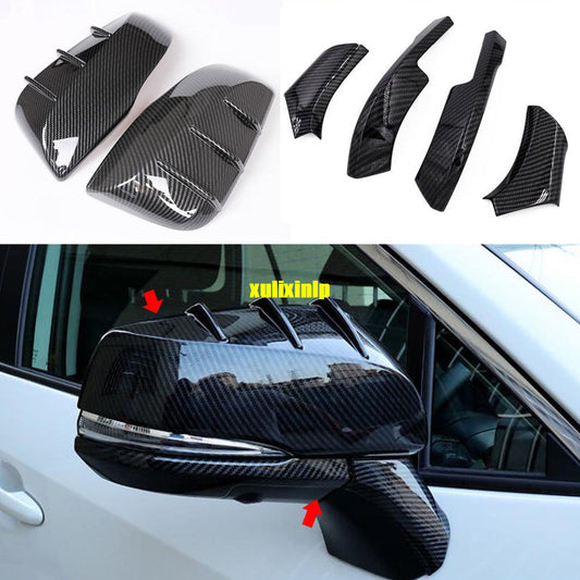 for Toyota RAV4 2019-2024 Carbon Fiber Black ABS Side Door Mirror Cover Trim 6P
