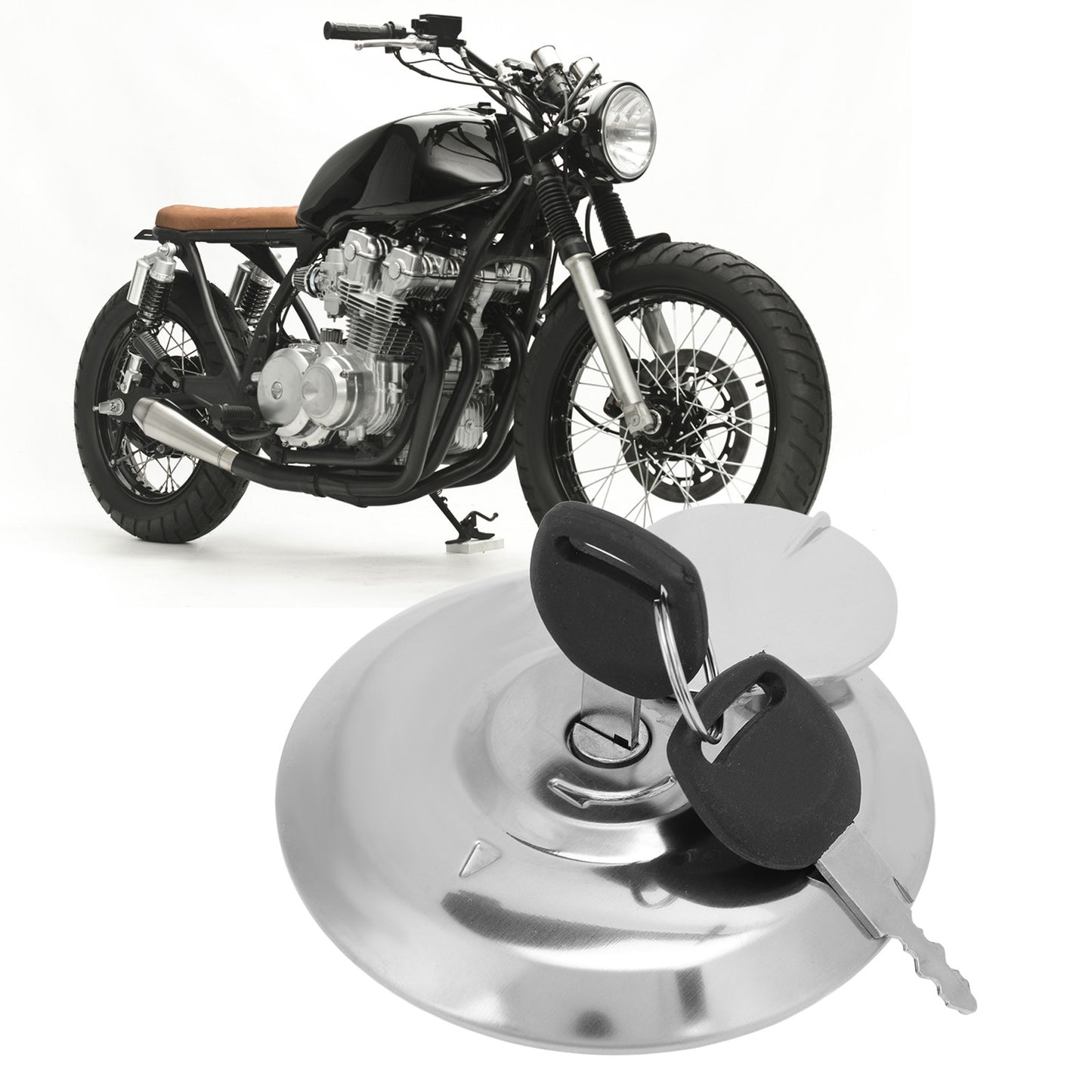 Motorcycle Fuel Tank Cap With Lock Keys Polished Chrome Replacement For CB1000C Q