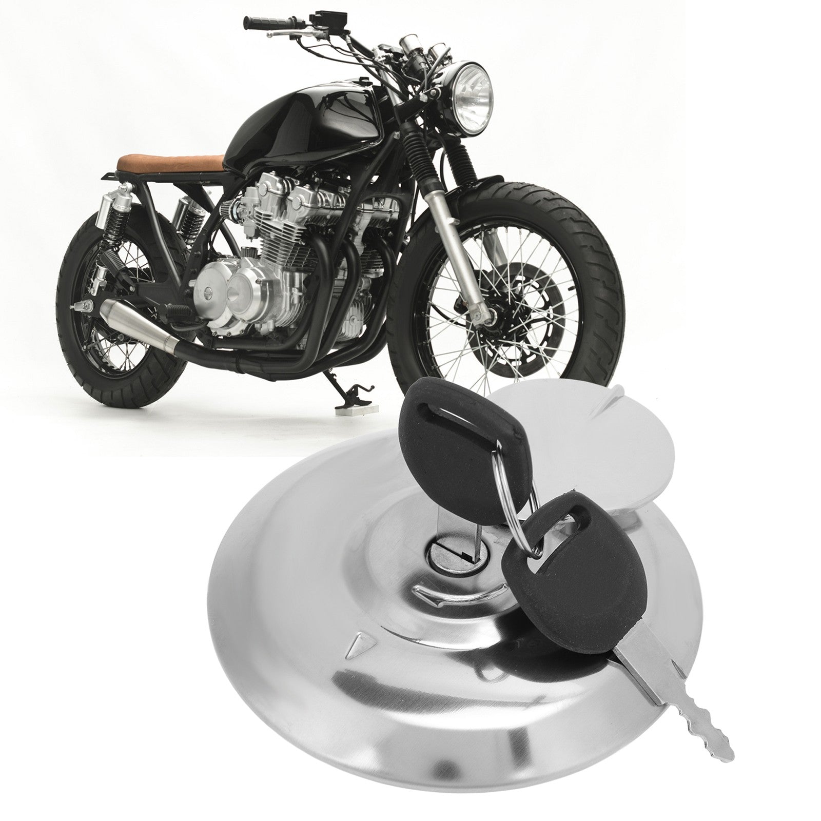 Motorcycle Fuel Tank Cap With Lock Keys Polished Chrome Replacement For CB1000C Q