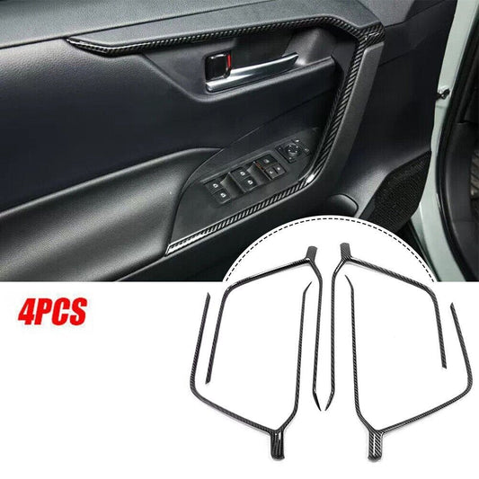 for Toyota For RAV4 2019-23 Carbon Fiber Inner Door Handle Armrest Stripe Cover