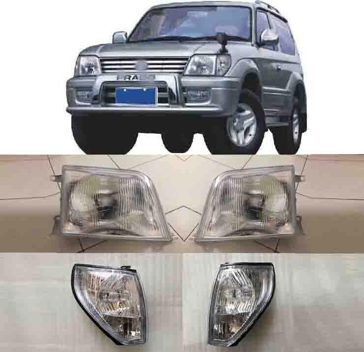 Headlights Head lamp Fit for Toyota for LAND CRUISER PRADO LC 90 1996 2002 Set L + R