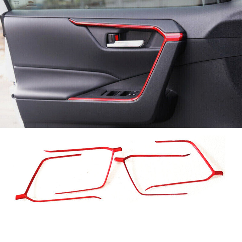 Red Interior Door Molding Strip Decor Trim For RAV4 2019-2024 v