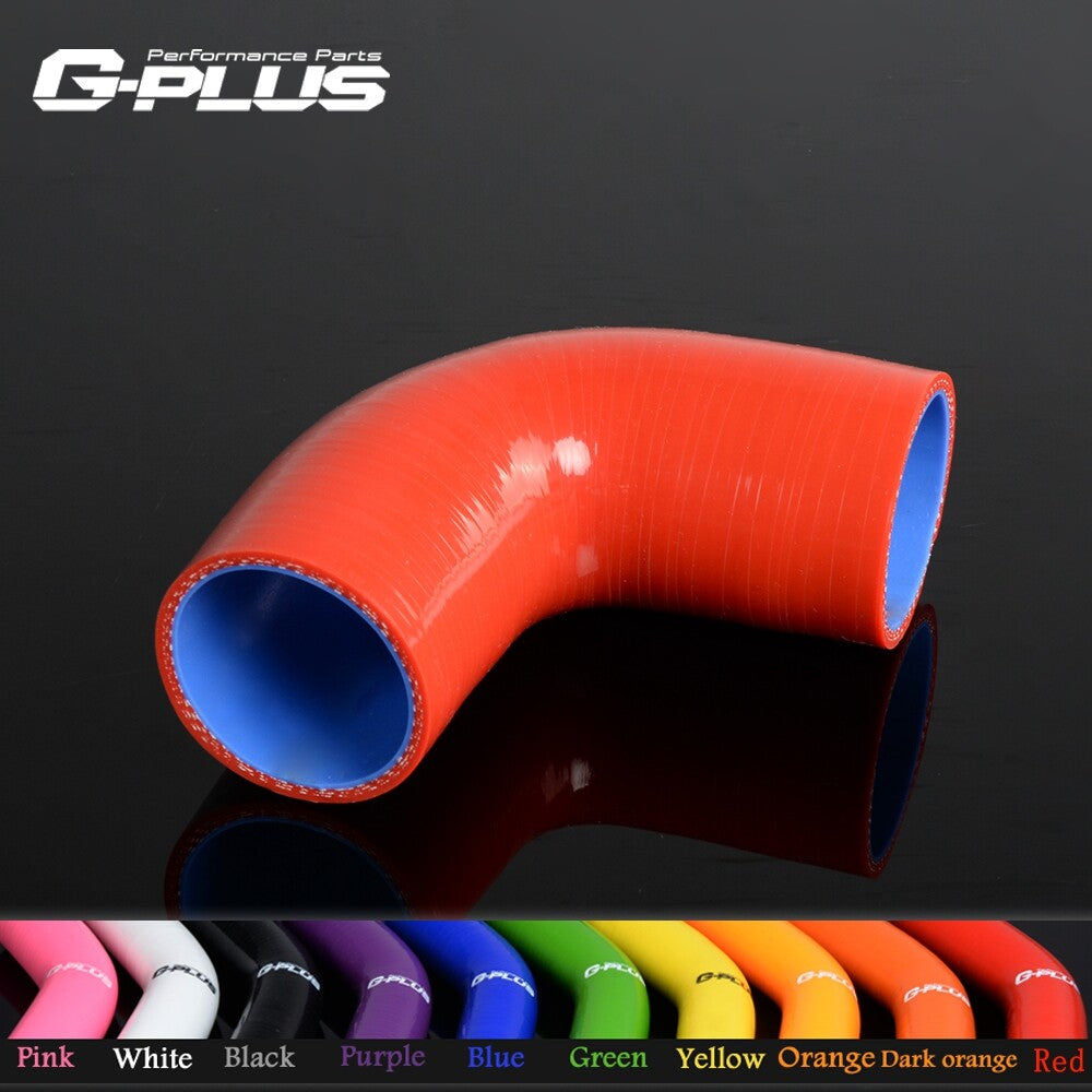 Fits 3 1/8 90 Degree 80mm Hose Turbo Silicone Elbow Fitting Hose Red - v