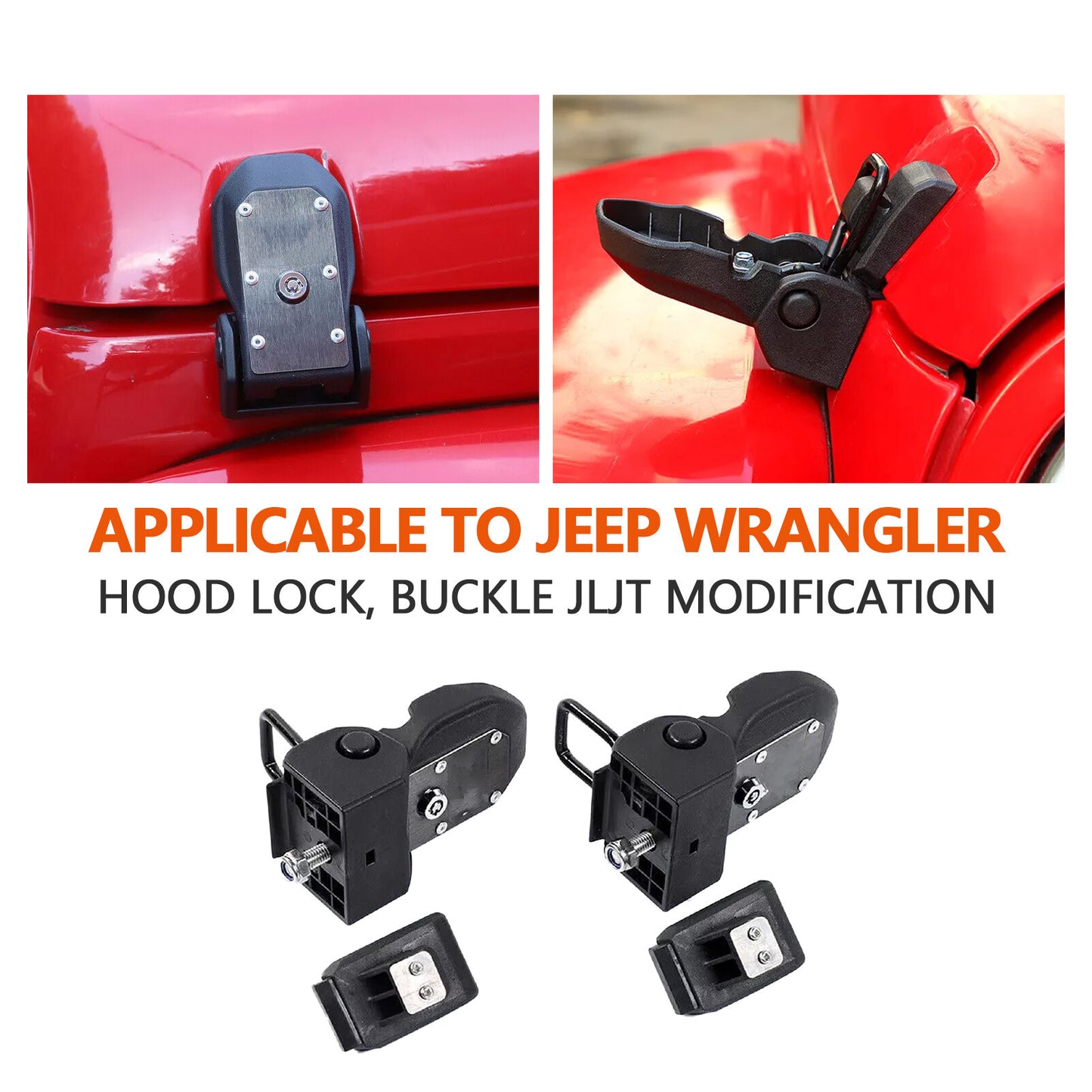 for Jeep for Wrangler JK 07-18 Engine Hood Locking Latch Kit Accessory (Black)