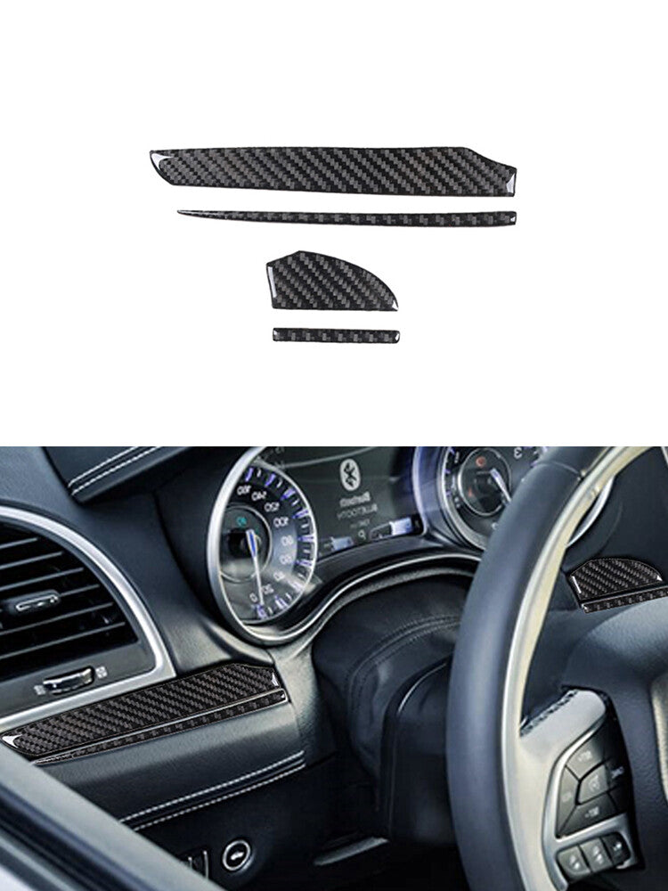 4Pcs Driver Dashboard Trim Strip Cover Carbon Fiber for Chrysler 300 2015-2017