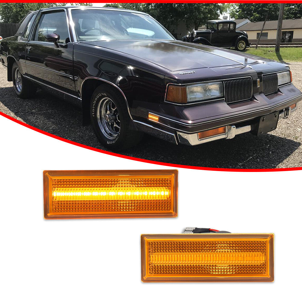 Suitable for 1981-1988 Cutlass 442 amber LED side marker lights and front fender lights, 2 pieces- v