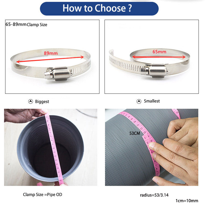 3.5-inch metal hose clamp, adjustable stainless steel hose clamp, flexible hose