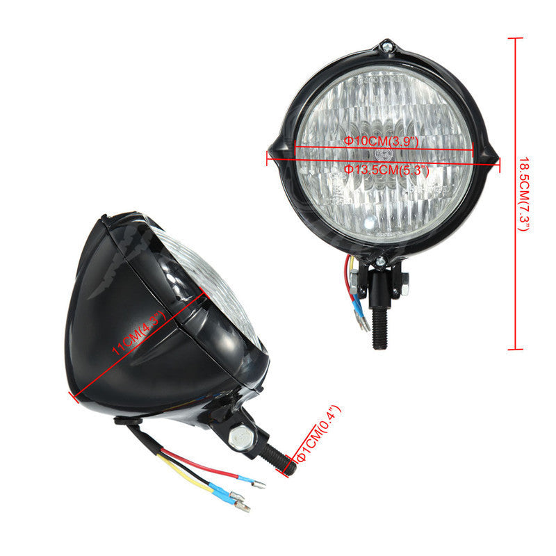 Black Metal Headlight for Harley Softail Springer Bates Bottom Mount 10mm Q