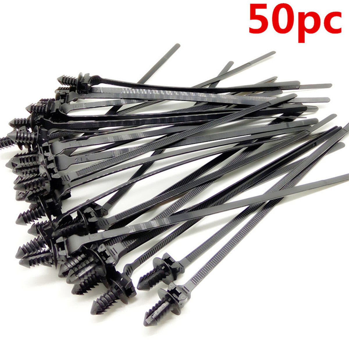50Pcs Push Mount Zip Ties Nylon Car Mount Wire Ties Snap In Cable Zip 185MM