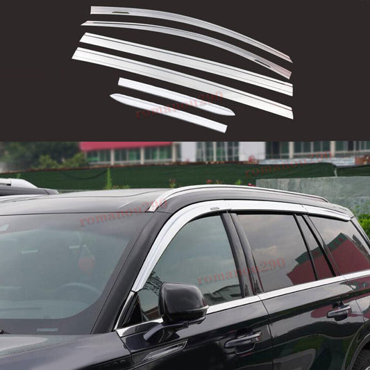 for Lincoln Aviator 20-23 Chrome Window Visor Vent Shades Sun Rain Guard Trim 6x