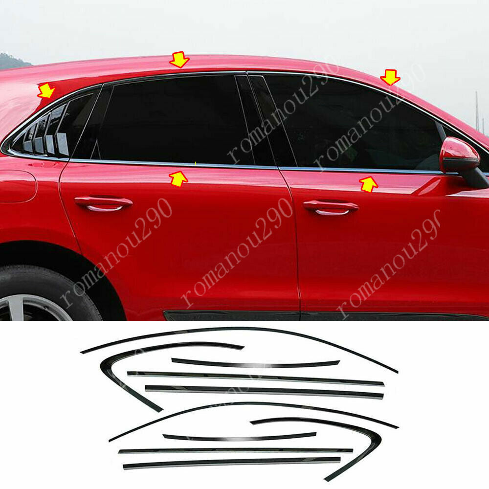 for Porsche Macan 2015-2023 Car Windows Molding Strip Steel Black Cover Trim Kit