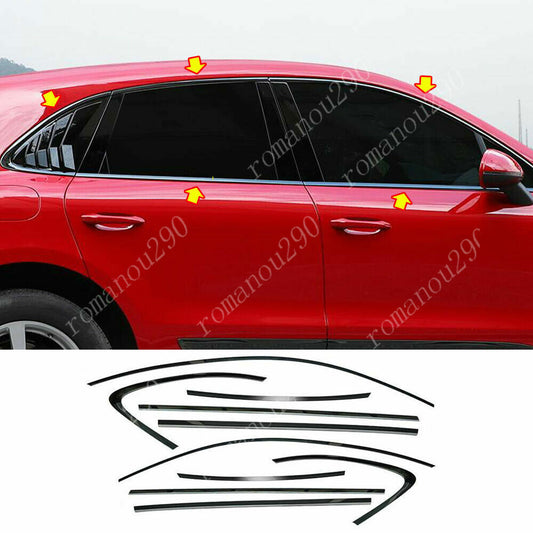 for Porsche Macan 2015-2023 Car Windows Molding Strip Steel Black Cover Trim Kit