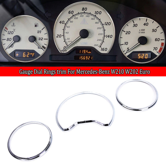 Chrome dashboard trim ring speedometer cluster panel for Mercedes-Benz W210 W202 A208