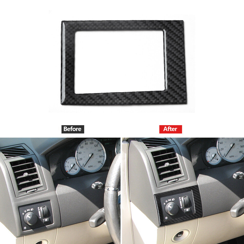 Carbon Fiber Dim Light Control Frame Cover Trim Fit for Chrysler 300 2005-2007