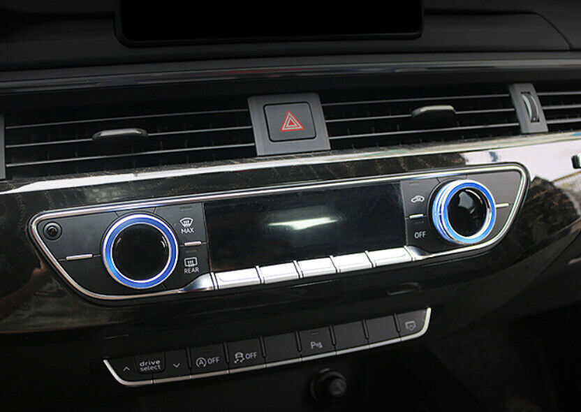 Fit for Audi A4 A5 2020-2024 Blue Aluminum Central Console Ac Knob Cover Trim 2P