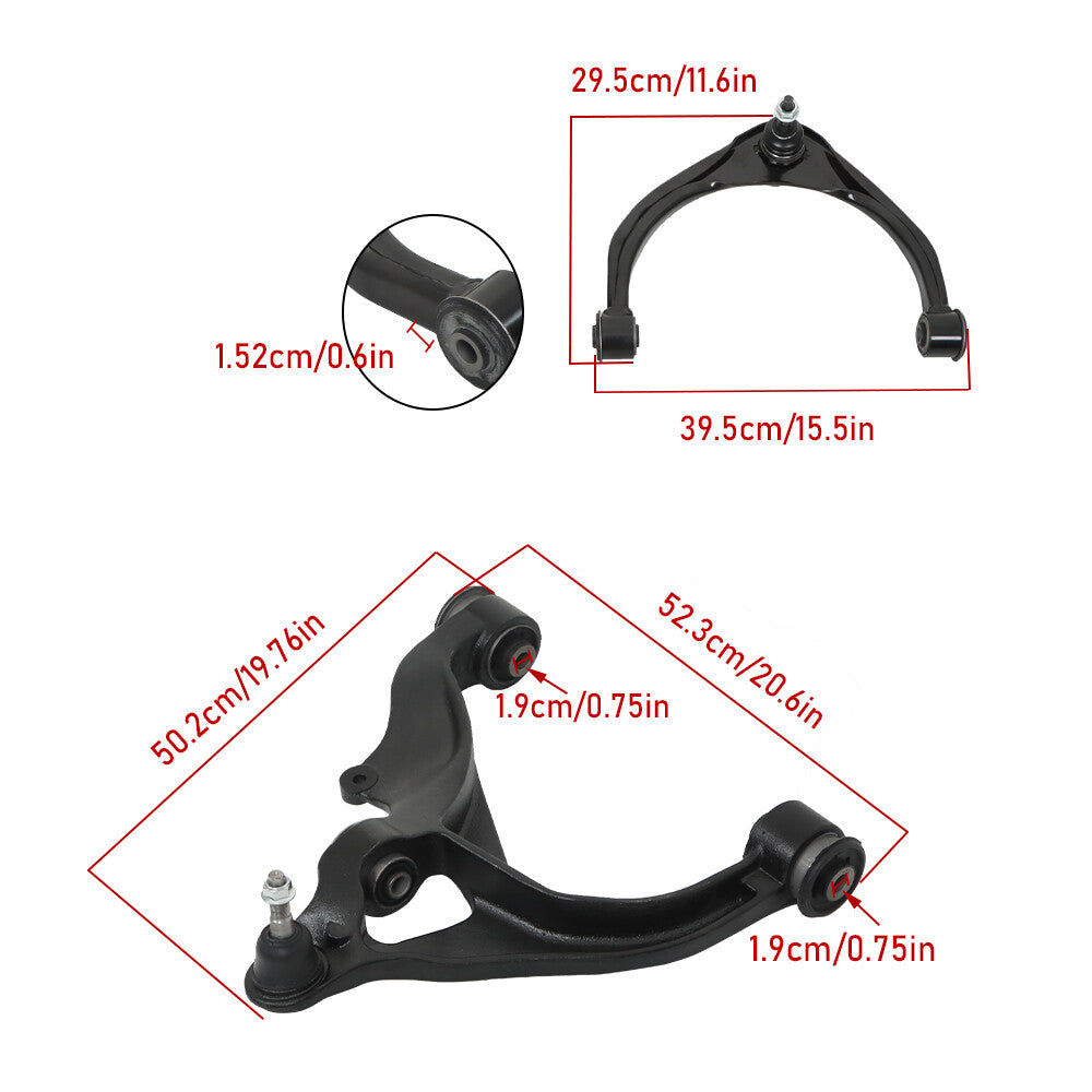 Front upper and lower control arm suspension kit for Dodge for Ram 1500 4WD 5-Lug- n