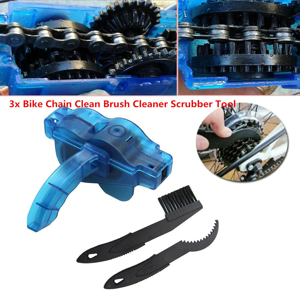 3-Piece Bicycle Chain Cleaning Dry Brush Cleaning and Washing Tool (ABS Plastic) n