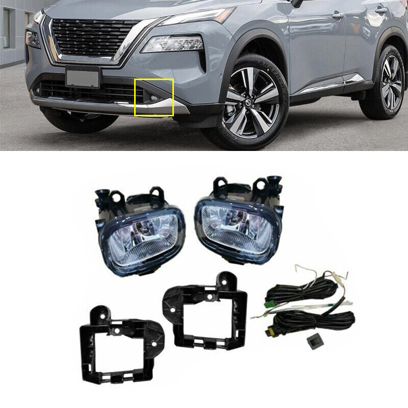 1Set Front Bumper Fog Lights Signal Lamps w/Harness for Nissan Rogue 2021-2023