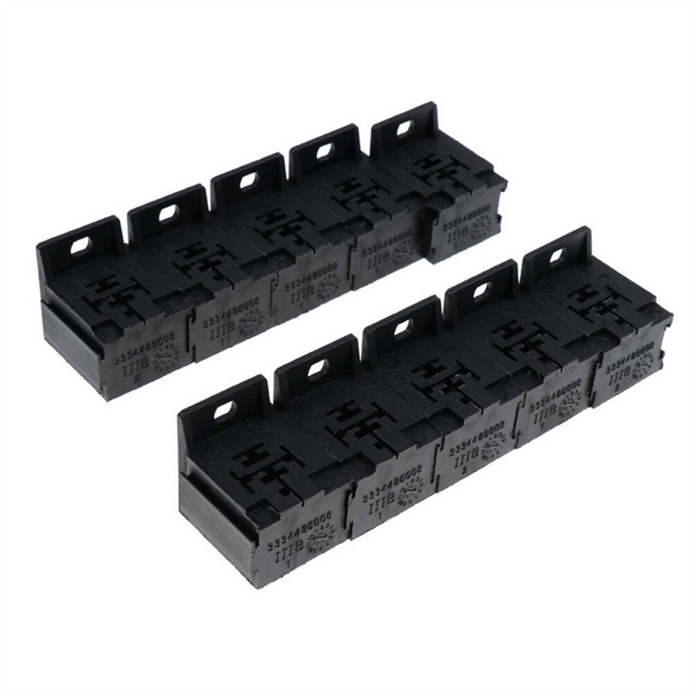 10Pcs 12V/24V 30A-80A 5-Pin Relay Socket Holder Block with 50Pcs 6.3mm Terminals