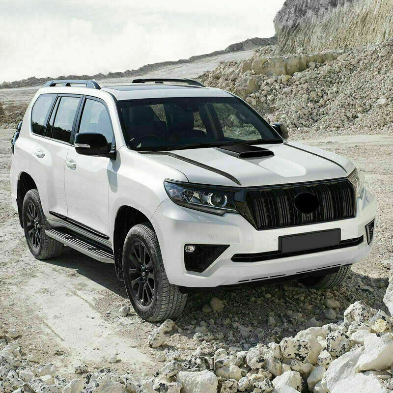 Glossy Black Front Bumper Fog Lamp Trim Cover Refit for Toyota Prado 2018-2021