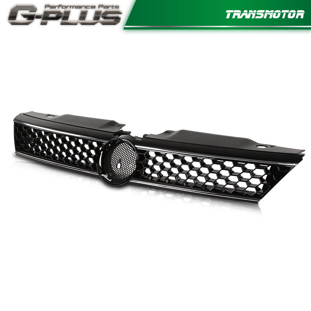 The front grille is decorated with glossy black honeycomb with chrome alloy suitable for 2011-14 for Jetta hexagonal- v