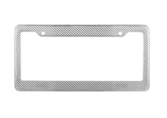 True silver carbon fiber rear cover for car license plate frame cover suitable for Subaru