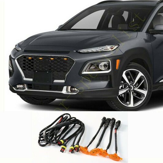 4Pcs for Hyundai Kona 2018-2021 Car Front Grille LED Light Style Trim Q