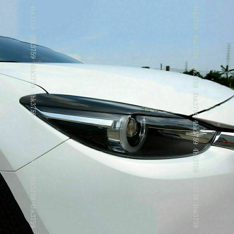 2p for Mazda 3 AXELA 2017-18 Carbon Fiber Headlight Eyelids Eyebrows Trim Cover