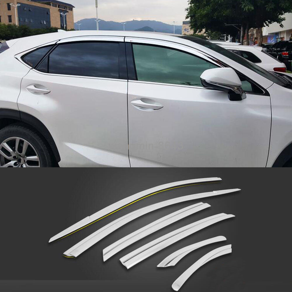 for Lexus NX200t 300h 2015-21 Chrome Window Visors Sun Rain Guard Vent Deflector