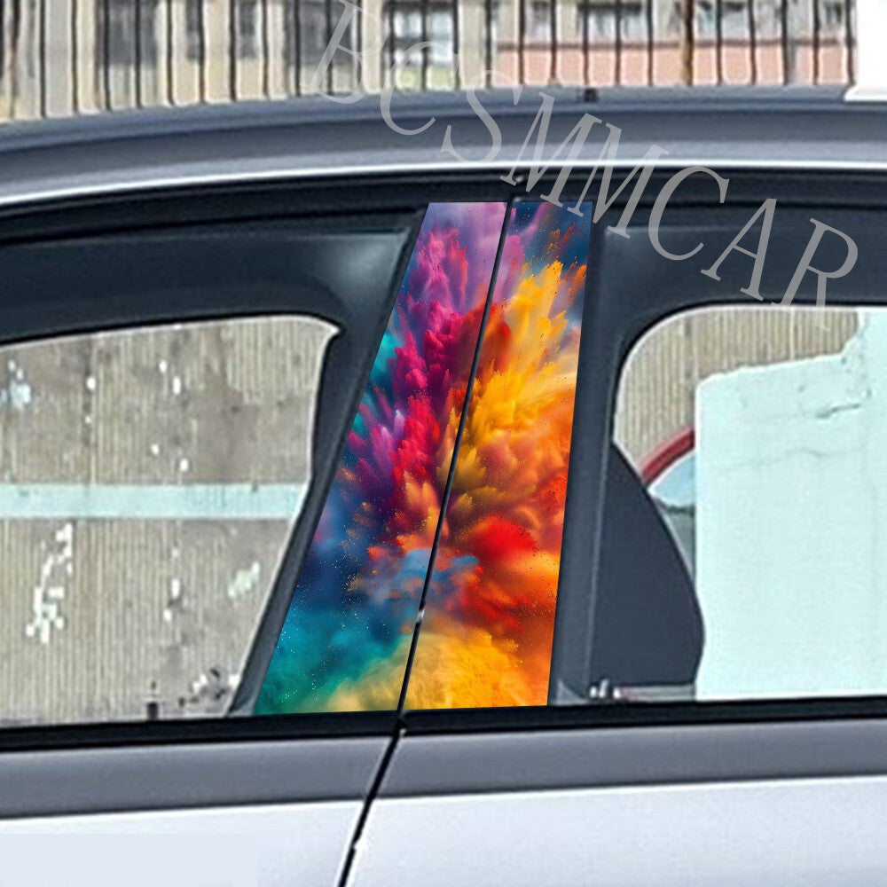 Car Sticker Window B-Pillar Post Trim Cover Decoration Colourful Waterproof 2pcs