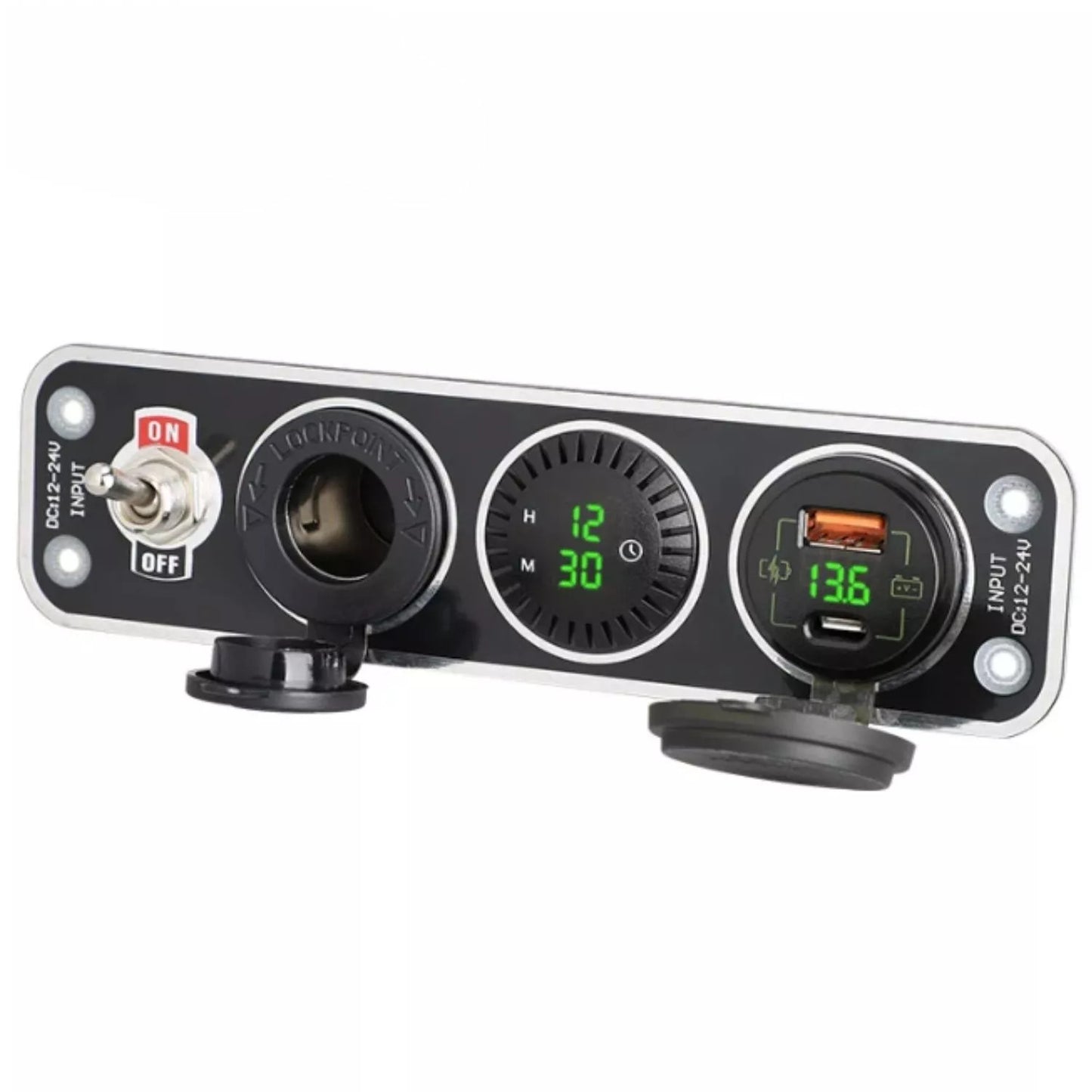 Joystick switch panel + voltmeter + clock USB fast charging socket suitable for cars and trucks. n
