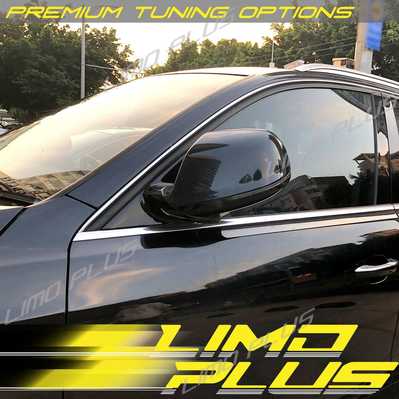 2 Pieces Glossy Black Mirror Protective Cover for for Audi Q5 SQ5 Q7 SQ7 10-15 with Lane Assist - v