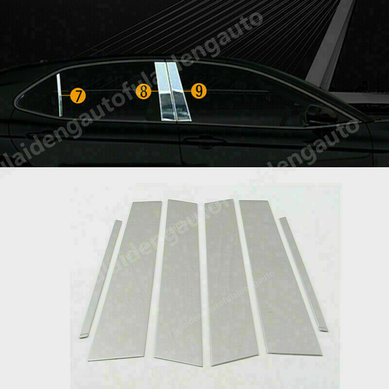 6X for Toyota for Camry 2018-2022 Stainless Chrome Car Window Door Pillar Post Trims