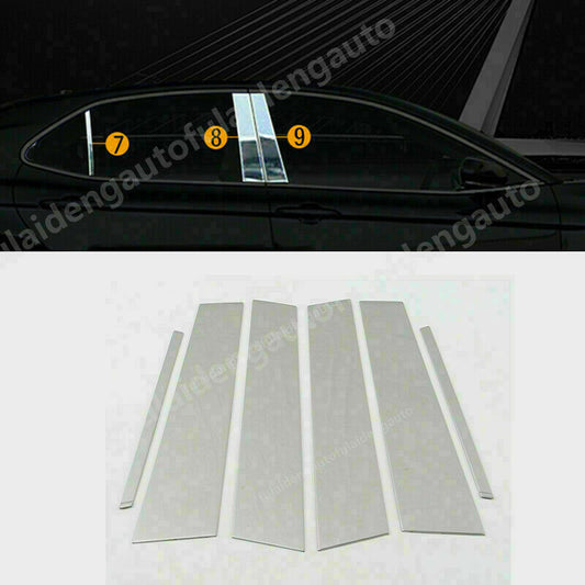 6X for Toyota for Camry 2018-2022 Stainless Chrome Car Window Door Pillar Post Trims