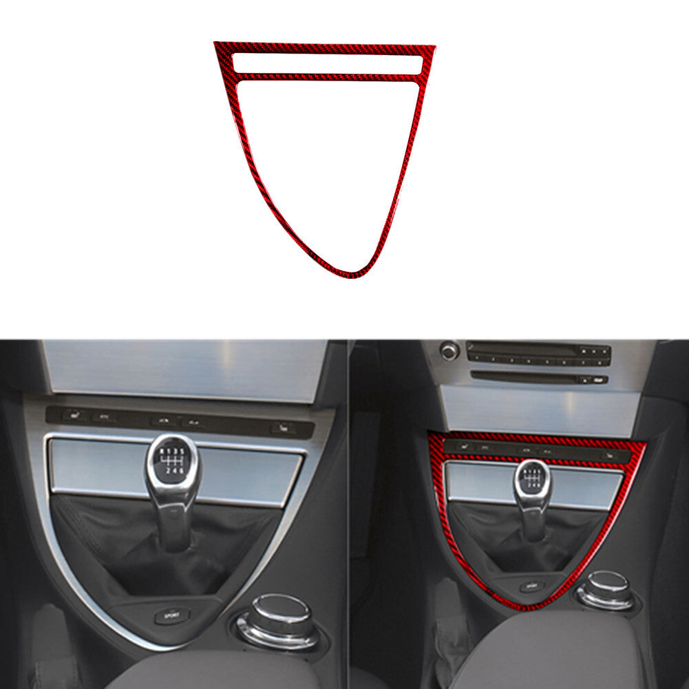 Red Carbon Fiber Center Console Gear Shift Trim for BMW 6 Series E63 E64 2004-10
