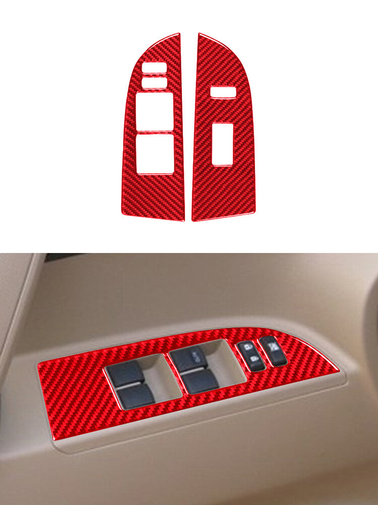 Red for Toyota Highlander 2008-2013 2X Front Window Lift Button Panel Trim Cover
