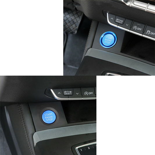 RS Style Blue Keyless Engine Start Stop Button Ring Cover for Audi A7 A5 Q5 A4