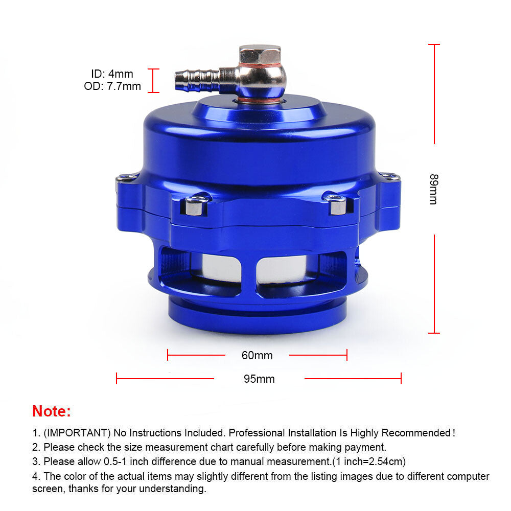 50mm Blow Off Valve BOV fits V-Band Flange Spring 0.4-1.3 Bar 35 PSI Blue