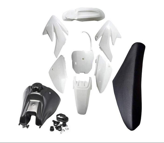 White plastic fender kit + for seat + fuel tank for Honda CRF70 XR70 Pit bicycle CRF70F