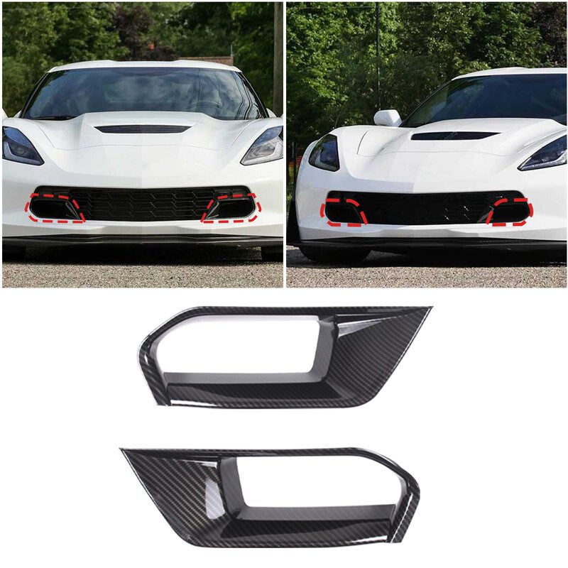 Carbon fiber ABS front bumper grille air vent trim for Corvette C7 14-19