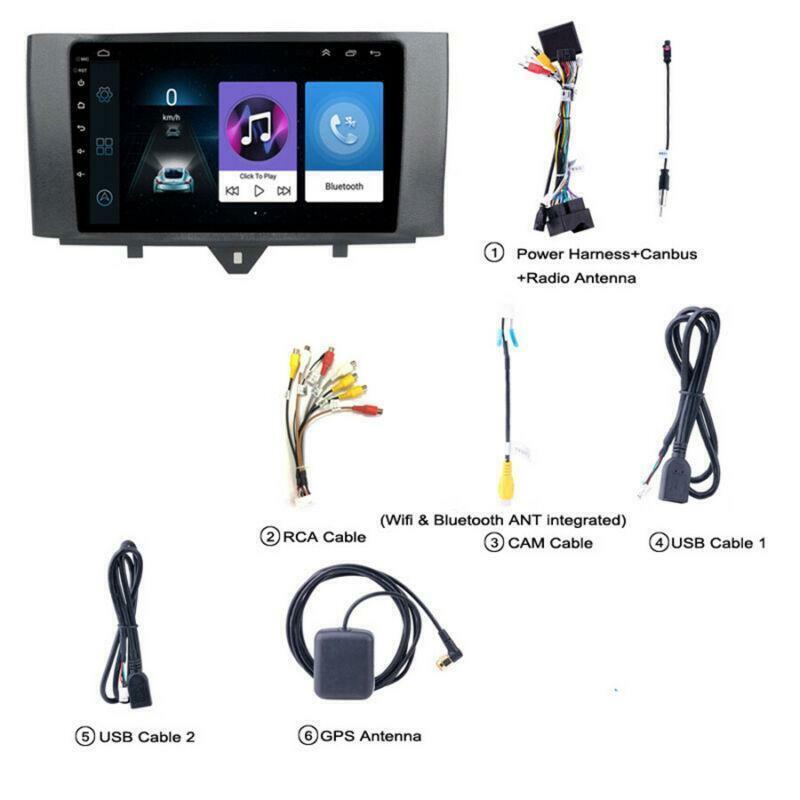 9 Android 9.1 Car Stereo Radio GPS Navigation 1+16G for Smart Fortwo 2011-2014